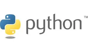 Logo du langage Python sur fond blanc.