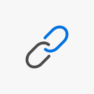 Une icône de lien avec un fond bleu.